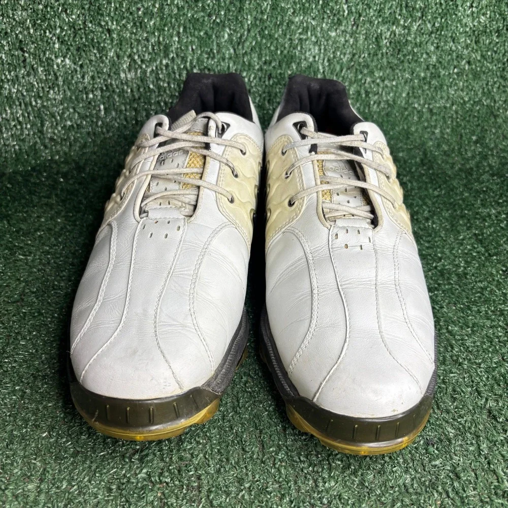 Adidas Tour 360 Leather Cleated Spiked Athletic Golf Shoes White Mens Size 10‎